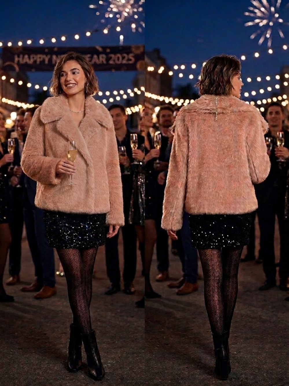 NWOT Plush Blush Shag Evening Chic Cropped Jacket  SZ M